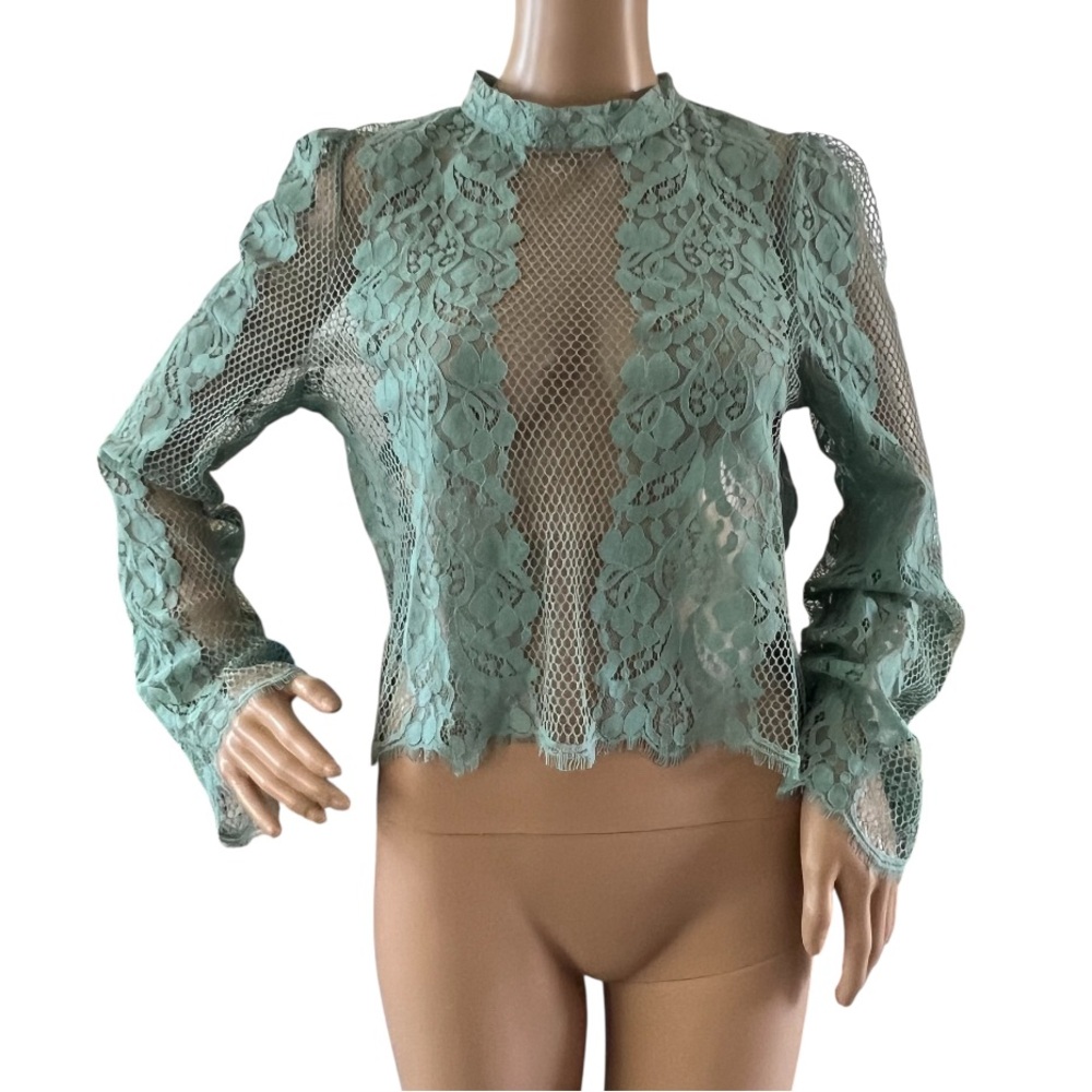 Iris Elegant Lace Top in Teal